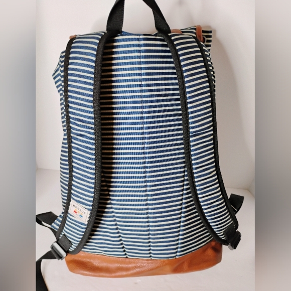 BENRUS Scout Blue/White Striped U.S. Military Navy Drawstring Backpack Large - Picture 4 of 10